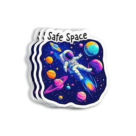 (3 Pack 3X3) Safe Space Stickers - Mental Health Sticker - Self Care Sticker - Positivity Sticker - Positive Mindset Sticker - Outer Space Identity - Book Laptop Tumbler Sticker
