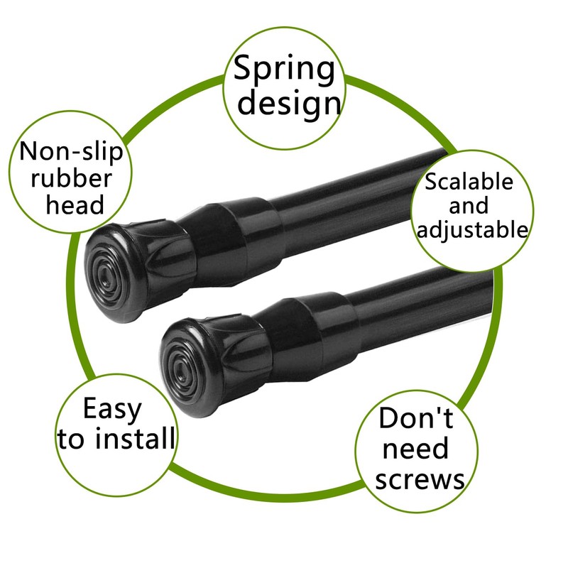 CIFIRRET 2pcs Black Tension Rod 12 to 20 Inch Expandable