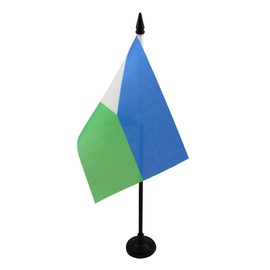 Djibouti Table Flag 4'' x 6'' - Djiboutian Desk Flag 15 x 10 cm - Black plastic stick and base - Drapeau Djibouti AZ FLAG