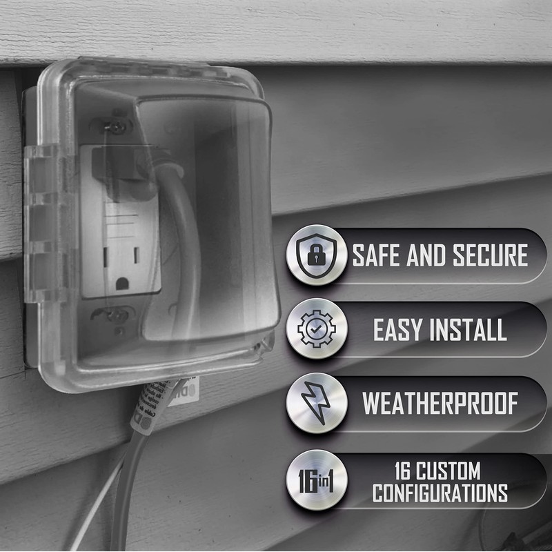 TayMac MM510C Single-Gang Horizontal/Vertical Weatherproof Receptacle Cover, 3.75 Inches Deep,