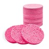 Spunspon 50-Count Facial Sponges, Compressed Natural Cellulose, Pink, Round Shape,