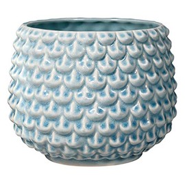Bloomingville Ceramic Flower Pot Pinecone - colorful Planter, Pot for plants, sukkulents Size L (16,5 cm ø) Dia 6,5'' H 5'', Stoneware, sky blue