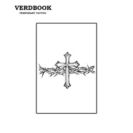 VERDBOOK Waterproof Temporary Tattoos: 2-Sheet Tattoo Kit with Realistic Body Stickers, Semi-Permanent Tattoos for Adults Lasting 7-15 Days – Safe for Men & Women, Thorned Cross