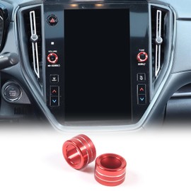 Daeiclru Centre Console Sound Volume Knob Trim Cover Compatible with Subaru WRX 2022-2023, Car Volume Knob Protection Ring, Multimedia Sound Volume Tune Knob Decor Cover Accessories (Red)