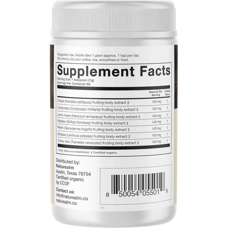 Naturealm Sacred 7 Mushroom Extract Powder: Boost Immunity & Vitality