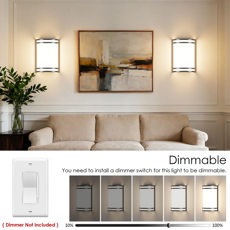 Aipsun Modern Wall Sconces Hardwired Indoor 15W LED Dimmable 3000K