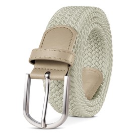 Tangchao Fabric Belt, Stretch Belt, Braided and Elastic Stretchy Belt for Men and Women, Width 3.3 cm, Length 90 cm to 135 cm, beige