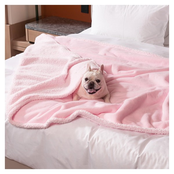 Maidewow Waterproof Dog Blanket Reversible Fluffy Pet Bed Cover Pink