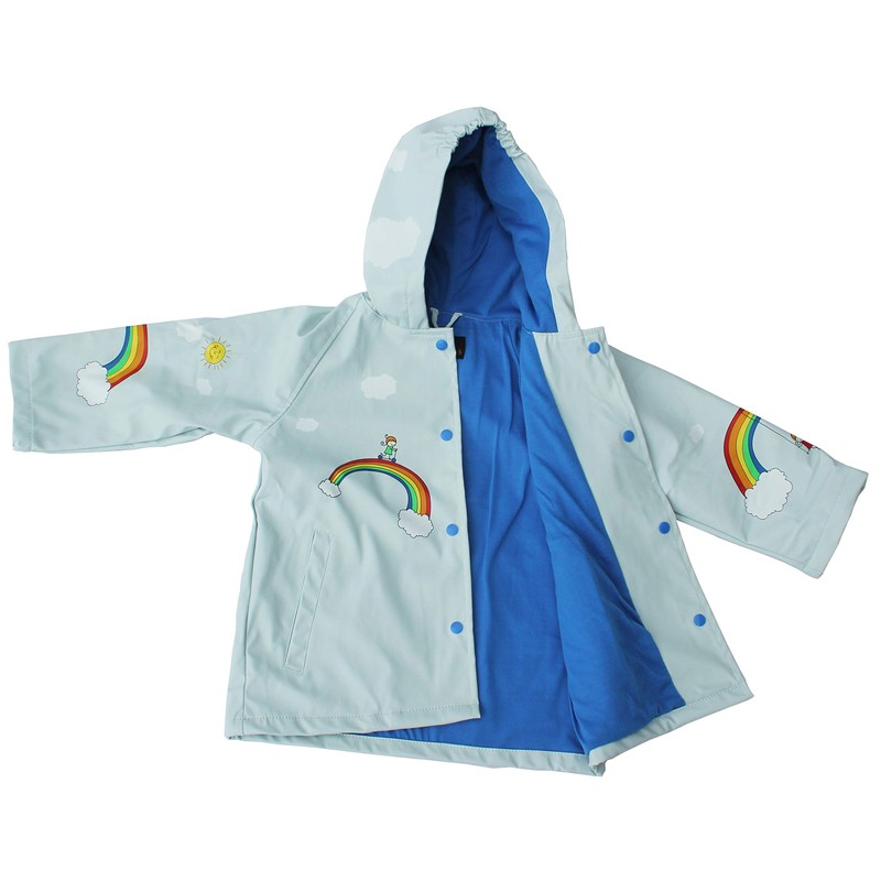 Foxfire for Kids Light Blue Rainbow Art Raincoat size 5