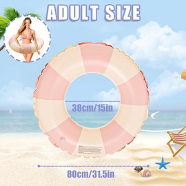 Schwimming4 2 Pieces Stripes Swimming Ring Adult Large Pool Swimming Ring Swimming Ring with Handles, Transparent Pool Floating Ring, Durable Swimming Ring, Summer Pool Water