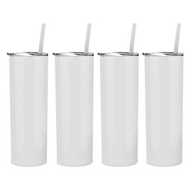 Maars 20 oz. Skinny Steel, Double Wall Stainless Tumbler (White, 4 Pack)