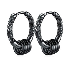 TREE NEST Pendientes Hombres Acero Inoxidable Piercing Para Hombre Arete,Pendientes con Redondo Relieve Tridimensional Hip Hop Vintage,Joyería Personalidad de Moda,Hipoalergénico,10039N