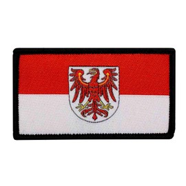 Café Viereck ® State Patch Brandenburg Flag Woven with Velcro - 7 x 4 cm