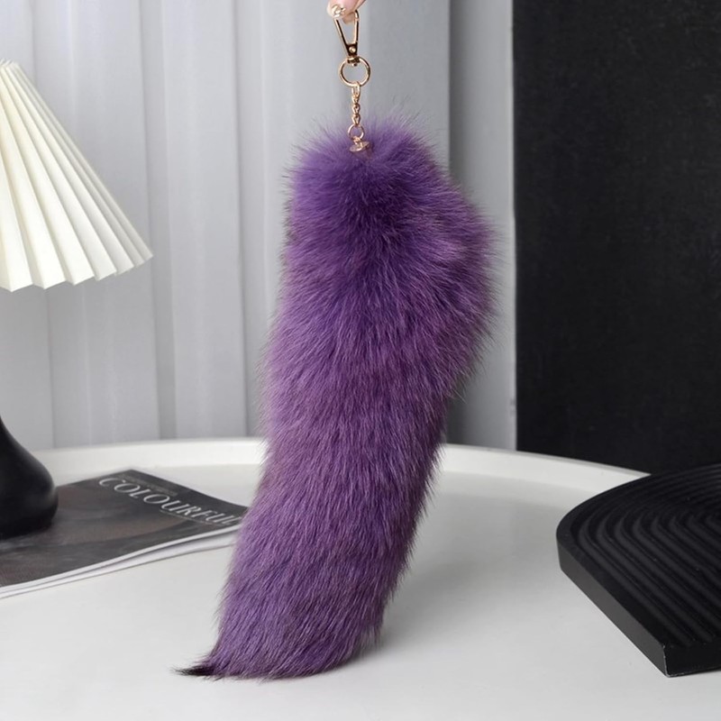 [Lyyxjsltd] Plush Faux Hair Fox Tail Keychain Elegant Key Ring