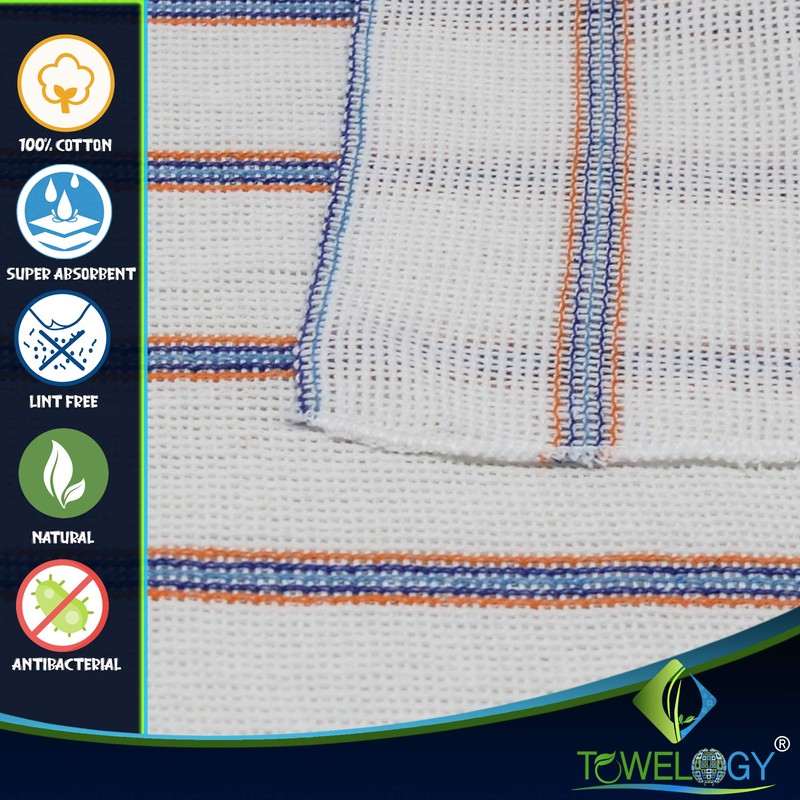 Towelogy® 5 Pack Cotton Dish Cloths Waffle Weave White Super