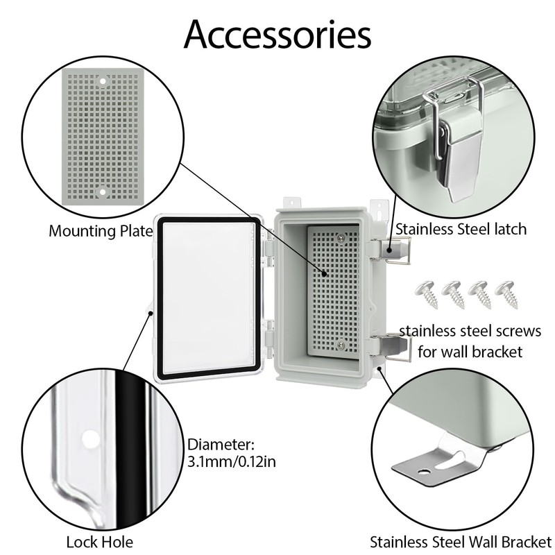 LeMotech Electrical Box, IP67 Waterproof Hinged Clear Cover Stainless Steel