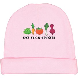 inktastic Eat Your Veggies- Carrot, Lettuce, Tomato Baby Beanie Hat Small Pink 439f7