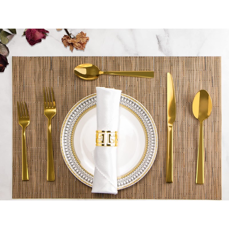 Gold Silverware Set, Briout 40 Piece Stainless Steel Flatware Cutlery