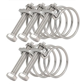 5 Pieces Double Wire Hose Clamps Adjustable 201 Stainless Steel Hose Clamps Double Wire Pond Hose Clamps for Pipes (60-65mm)