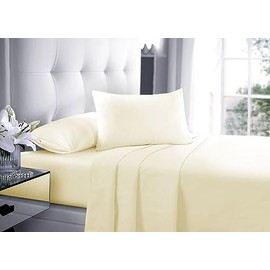 Dazzle Collection® Luxury Pillowcase Pair of Housewife Non-Iron 100% PolyCotton Bedroom Bedding Pillow Cover 2 Pack (Cream)