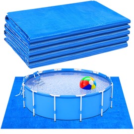 Nuanchu 1Pcs 16 x 16 Ft Swimming Pool Ground Cloth Rectangular Waterproof PE Swimming Pool Liner Pad for Above Ground Swimming Pools Heavy Duty Pool Ground Mat Prevents Punctures Pool Tarp