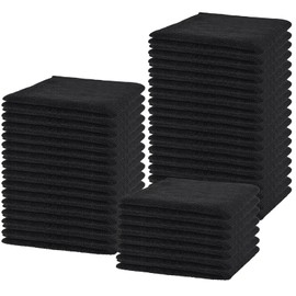 MAHIONG 40 Pcs Microfiber Face Cloths 11.8 x 11.8inch, Highly Absorbent Quick Dry Towels Cleaning Rags for Bathroom, Hotel, Gym,and Kitchen Multi Purpose Washcloths,Black