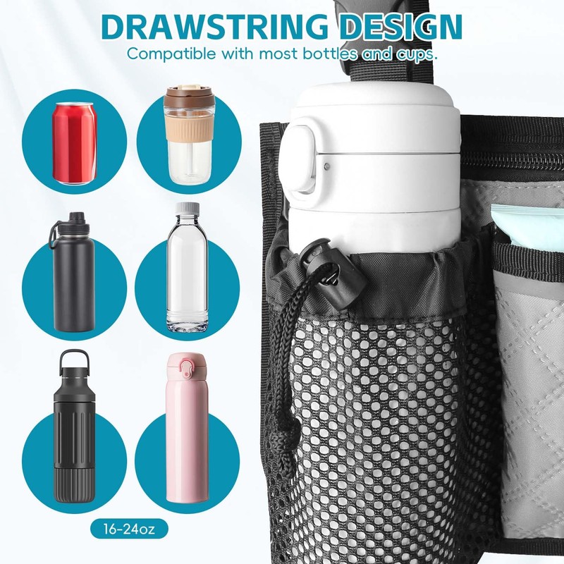 SHIFANQI Wheelchair Bag with Cup Holder, Wheelchair Accessories Armrest Side