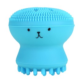 Saluaqui Facial Cleansing Brush Cleansing Tool, Face Scrubber Facial Cleansing Brush, Exfoliating Grease Removal Massage Jellyfish Octopus Wash Tool, Soft Silicone Facial Cleansing Brush (Blue)