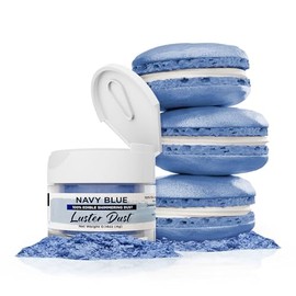 Polvo y pintura comestible Bakelll, 4 g | Polvo comestible LUSTER DUST | Pintura con certificado KOSHER, polvo y polvo | 100% comestible y de grado alimenticio| pasteles, magdalenas, pasteles pops, polvo vegano (azul marino)