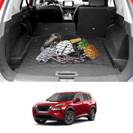 Karltys Trunk Mesh Cargo Net for Nissan Rogue 2026 2025 2024 2023 2022 2021, Floor Style Rear Trunk Cargo Net Fit Rogue Accessories, Heavy Duty Nylon Mesh Storage Netting Organizer with Hooks