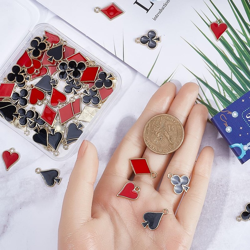 SUNNYCLUE 1 Box 80Pcs Poker Charms Poker Card Ace Card