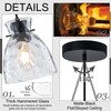 6" Mini Hammered Glass Black Pendant Lights Kitchen Island Lighting