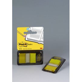 Post-it Index Medium In a Plastic Dispenser, Yellow, 50 Flags/Dispenser, 1 Dispenser/Pack