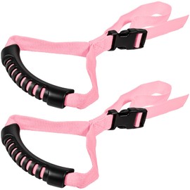 E-cowlboy Auto Cane Grab Aid - Adjustable Standing Aid Safety Handle Portable Vehicle Support Grab Bar Nylon Grip Mobility Assist Device (Pink 2 Pack)