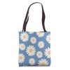 Ocean Blue Daisy Flower Pattern Spring Blossom Florals Tote Bag