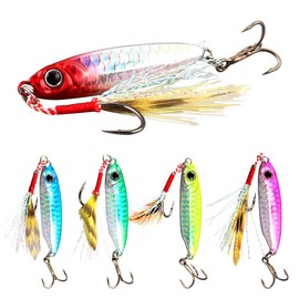 Sinking Fishing Lures, LULUWA 5pcs 7g/10g/15g/20g/25g/30g Metal Hard Spinner Fish Baits Jigs for Trout Perch Salmon Bass Pike (7cm-30g-5pcs)