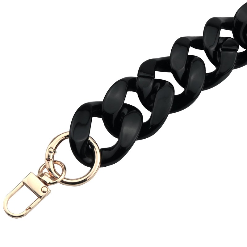 ZZHXSM - Bolsa de cadena de acrílico negro con asa
