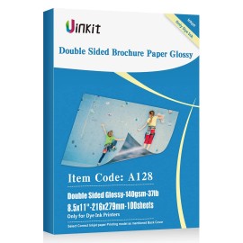 Uinkit 100 Sheets Brochure Paper Glossy Double Sided 8.5X11 Inkjet 37L