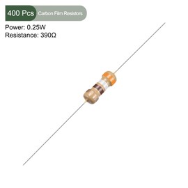 YOKIVE 400pcs Carbon Film Resistors 1/4W 390 Ohm 5% Tolerance Resistors for DIY Electronic Projects 4 Color Bands 45x2.3mm