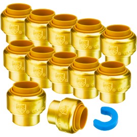 WHK 12 PACK 1/2" PEX Plug End CAP,Copper Cap 1/2" Push-to-Connect Plumbing Fitting for Copper PEX,CPVC With Disconnect Clip(Lead-Free Certificate)…