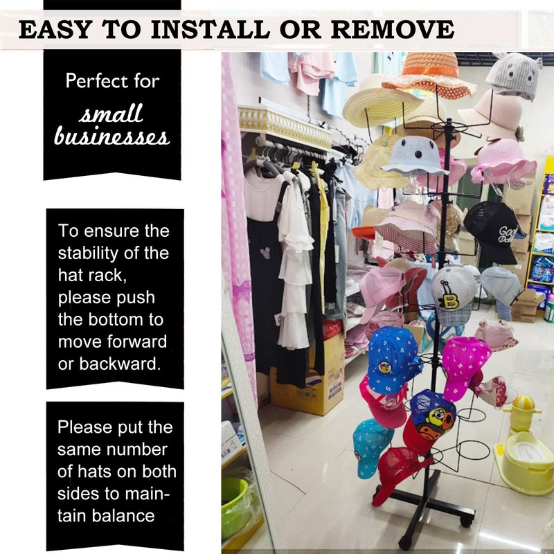 uyoyous 6-Tier Hats Display Rack Rotating Retail Hat Rack Stand
