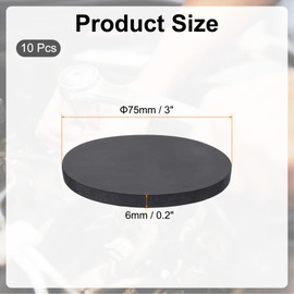 PATIKIL Rubber Solid Discs Washers, 10 Pcs 75mm OD x 6mm Thick Rubber Round Gasket Pad Bushings Spacer Washer for DIY Gasket Craft, Black