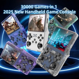 R40S PRO Retro Gaming Console, 30000+ HD Games Handheld Game Console, 3800mAh Rechargeable Mini Retro Video Console with 256GB TF Card, Portable Pocket Arcade (Transparent Purple)