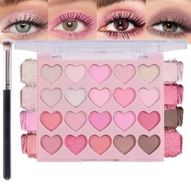 VelvetGlow Nude Pink Eyeshadow Palette, Matte & Shimmer, High Pigmented 20 Colors Brown Purple Eye Shadow Primers For Eye Makeup, Korean Powder Palet De Sombras De Ojos (01#-Nude-20 Colors)