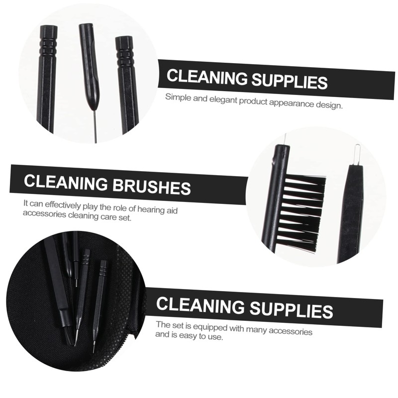 FOMIYES 1set Hearing Aid Cleaning Kit Includes Cleaning Brush Rods