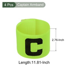 YOKIVE 4 Pcs Soccer Captain Armband, Nylon Protective Arm Badge, Adjustable Flexibility, Great for Team Training, Competitions (Green, 11.8 x 2.8-Inch)