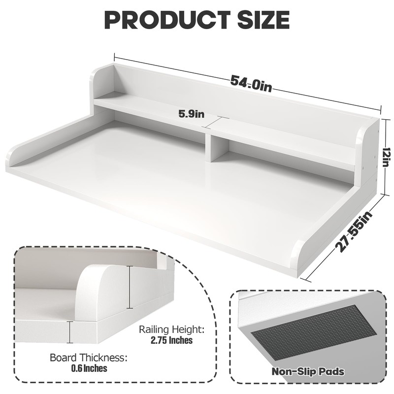 Corbyles 2-Tier Washer Dryer Countertop with 2.75"H Edge Rails, 54"