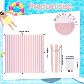 6.5 x 6.5 Feet Baby with Waterproof Carrying Bag 2-in-1 Beach Pool for Toddler for Pink Stripe Design Beach Blanket-