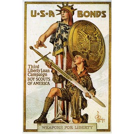 USA Bonds Boy Scouts of America Vintage World War One WW1 WWI USA Military Propaganda Poster CANVAS Print