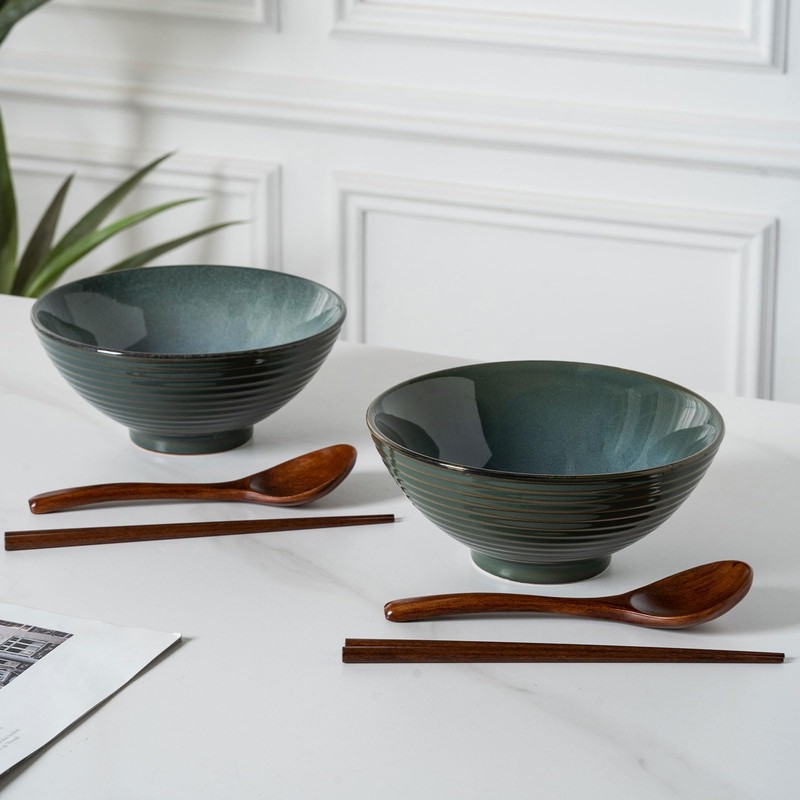 Ceraozmus 2X Ceramic Ramen Bowls - 40 oz - 20cm